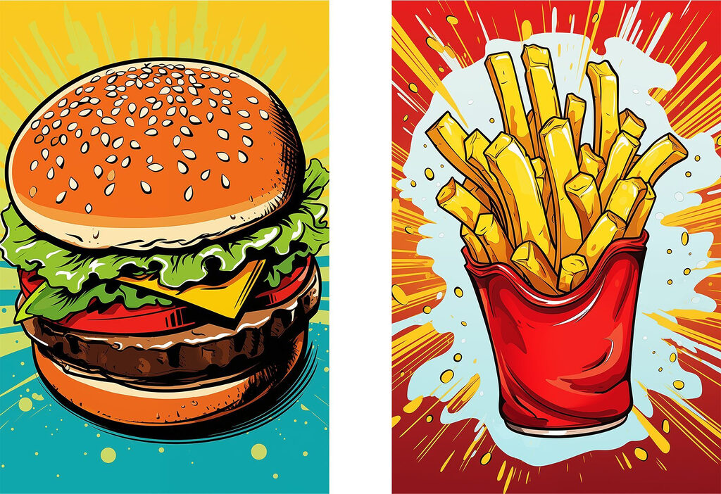 Hamburger i frytki — cały wzór