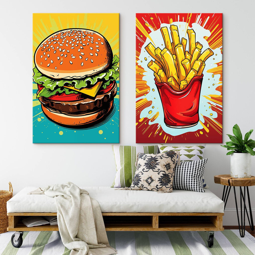 Hamburger i frytki we wnętrzu