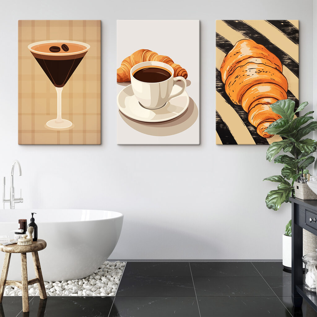 Kawa i croissanty we wnętrzu
