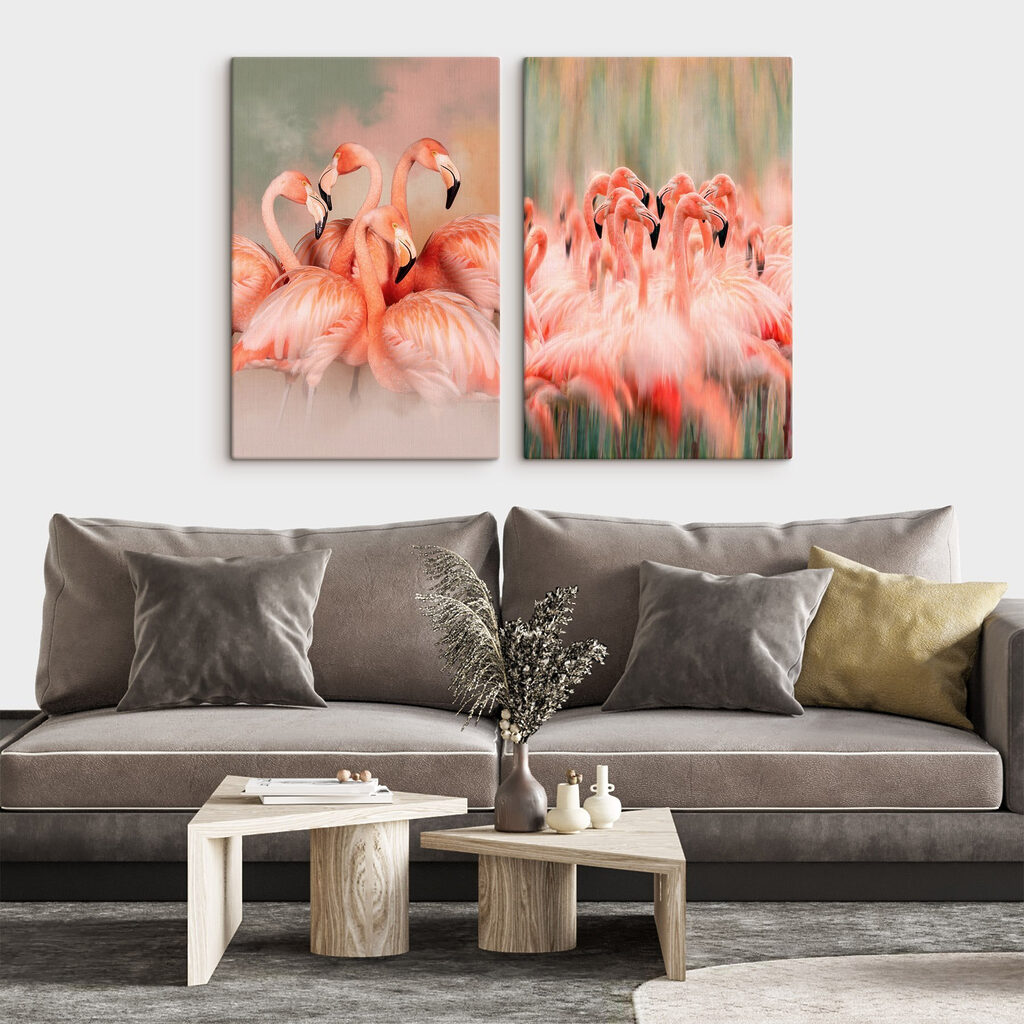 Flamingi w pionowych smugach — wnętrze 2
