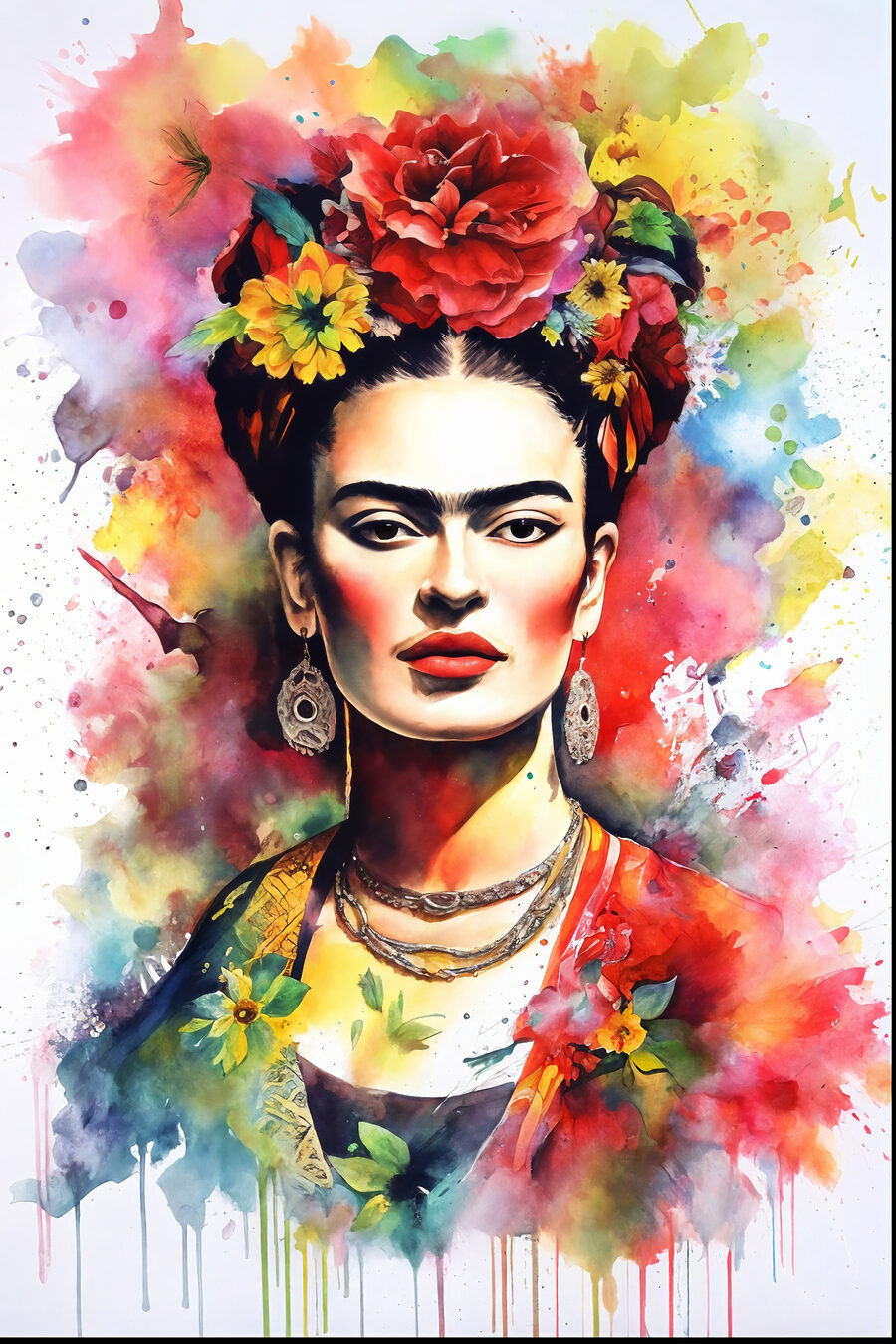 Portret w kwiecistej akwareli — cały wzór