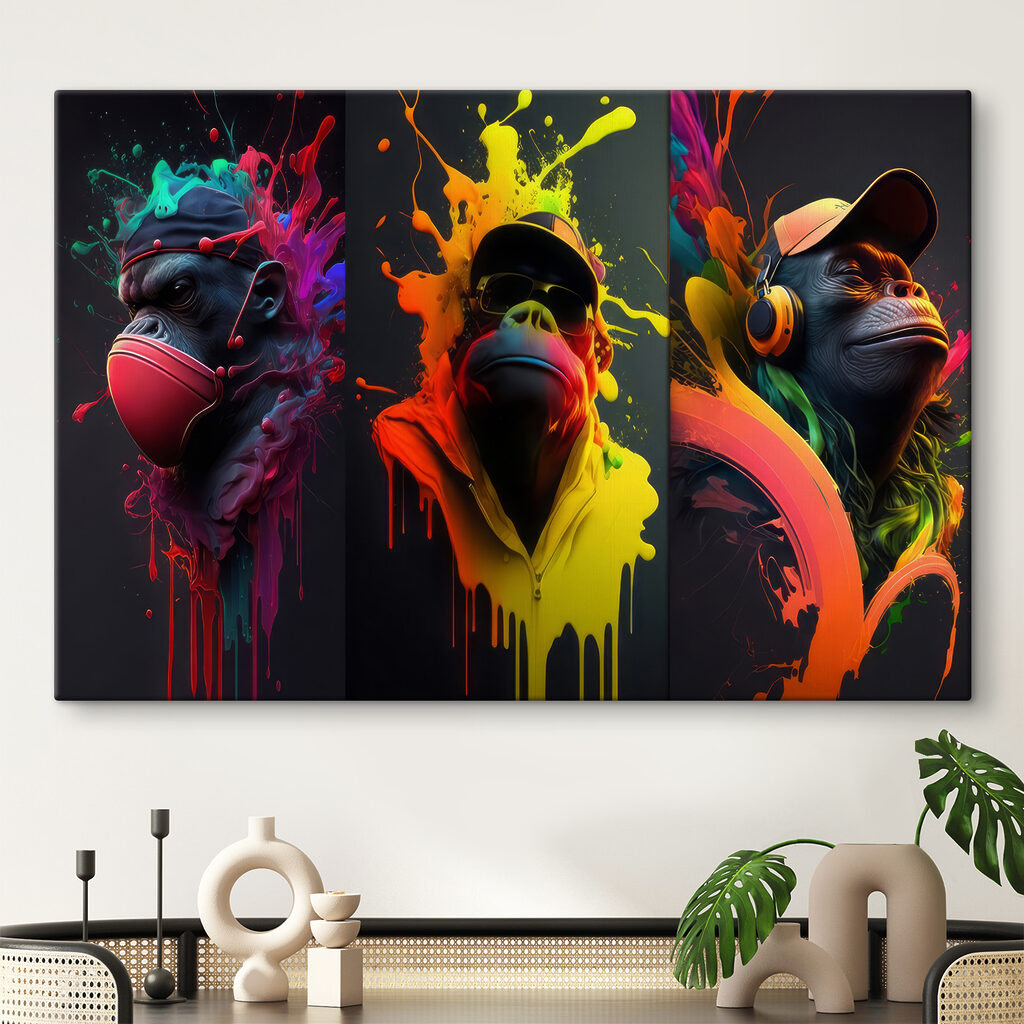 Małpy w kolorowych plamach — wnętrze 4