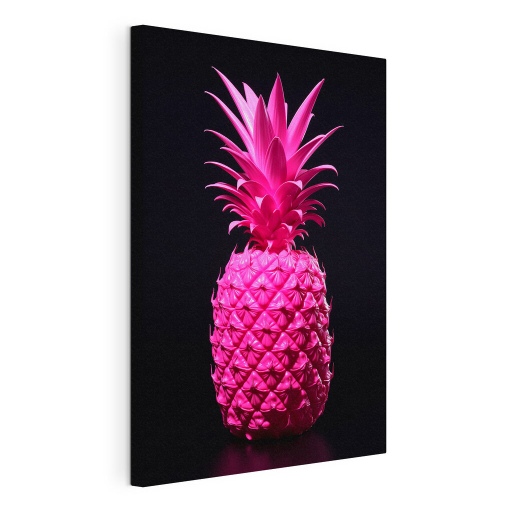 Ananas w jaskrawym różu — naciągnięte płótno i zawinięta krawędź