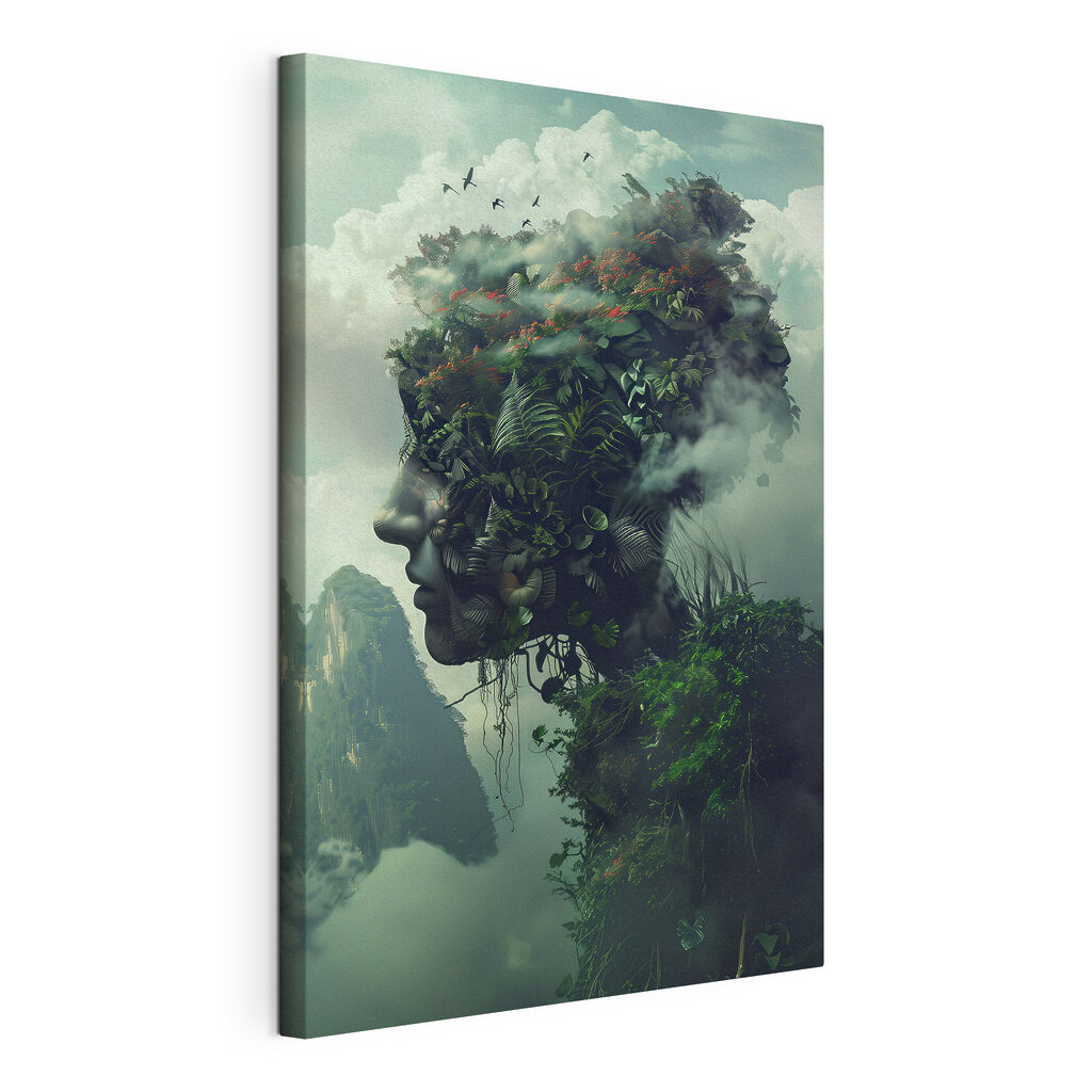 Twarz pełna zielonych gałęzi — widok produktu