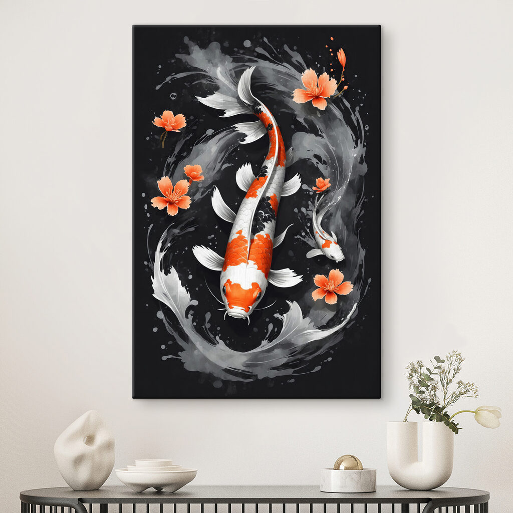 Koi wśród pomarańczowych kwiatów — wnętrze 1