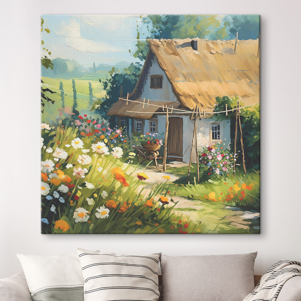 Domek wśród margerytek we wnętrzu