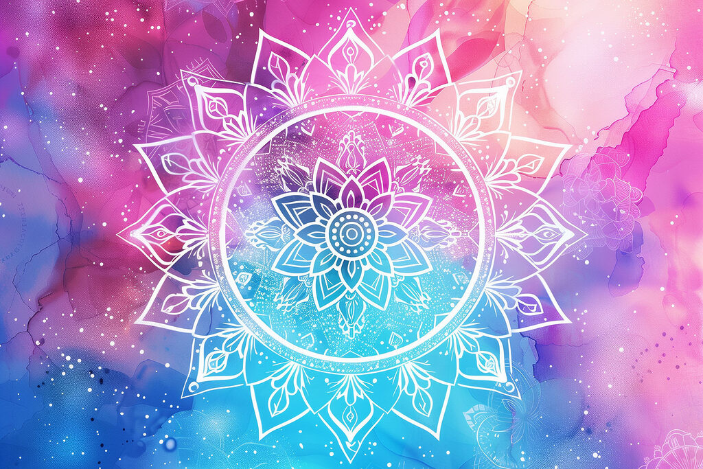 Różowa mandala gwiazd — cały wzór