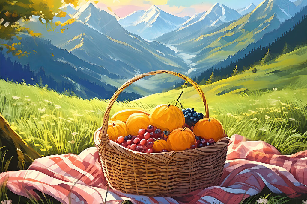 Piknik nad górską doliną — cały wzór