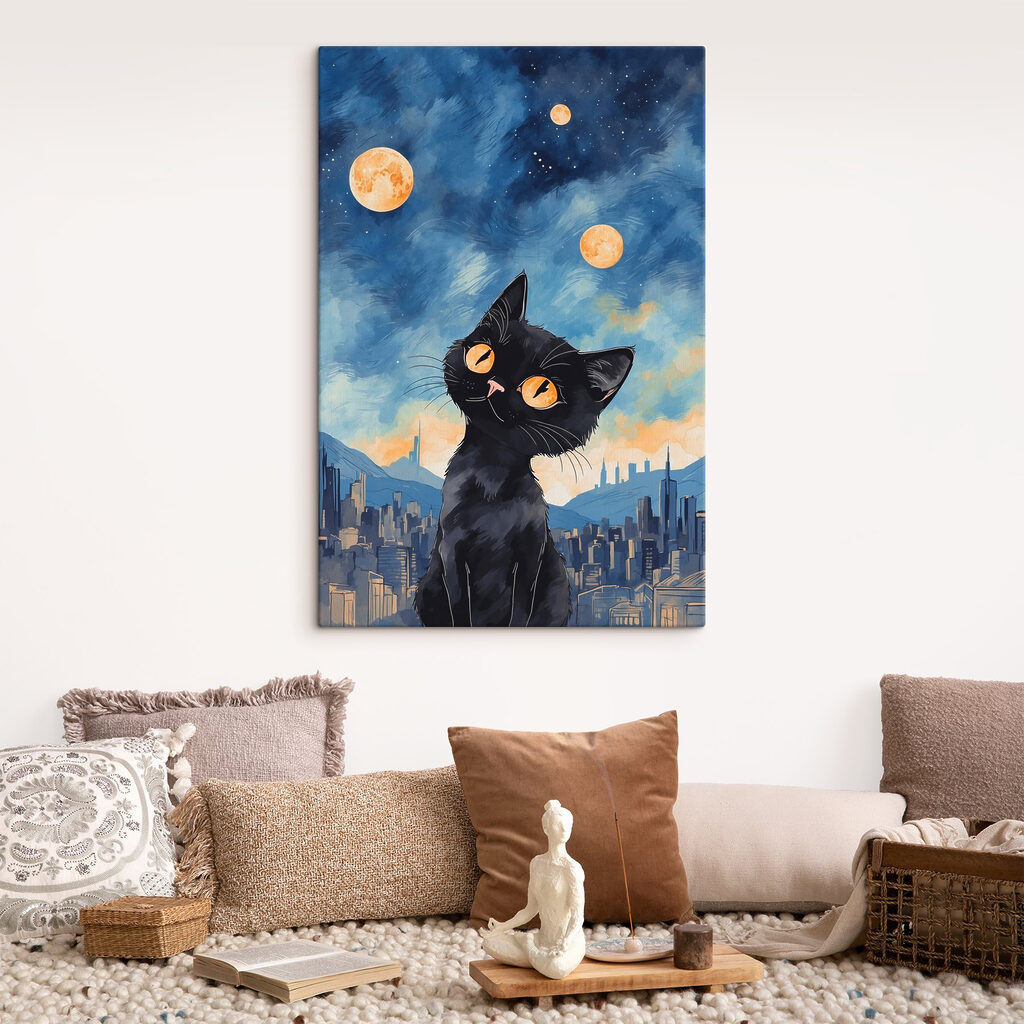 Kotek nad nocnym miastem — wnętrze 3