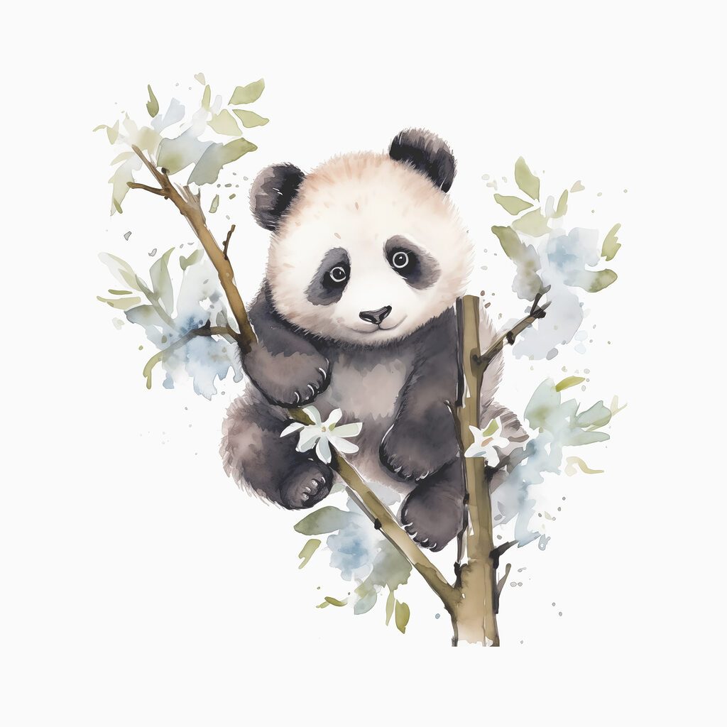 Panda między gałęziami — cały wzór