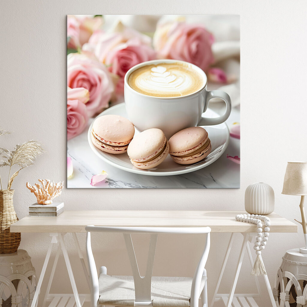 Cappuccino z makaronikami we wnętrzu
