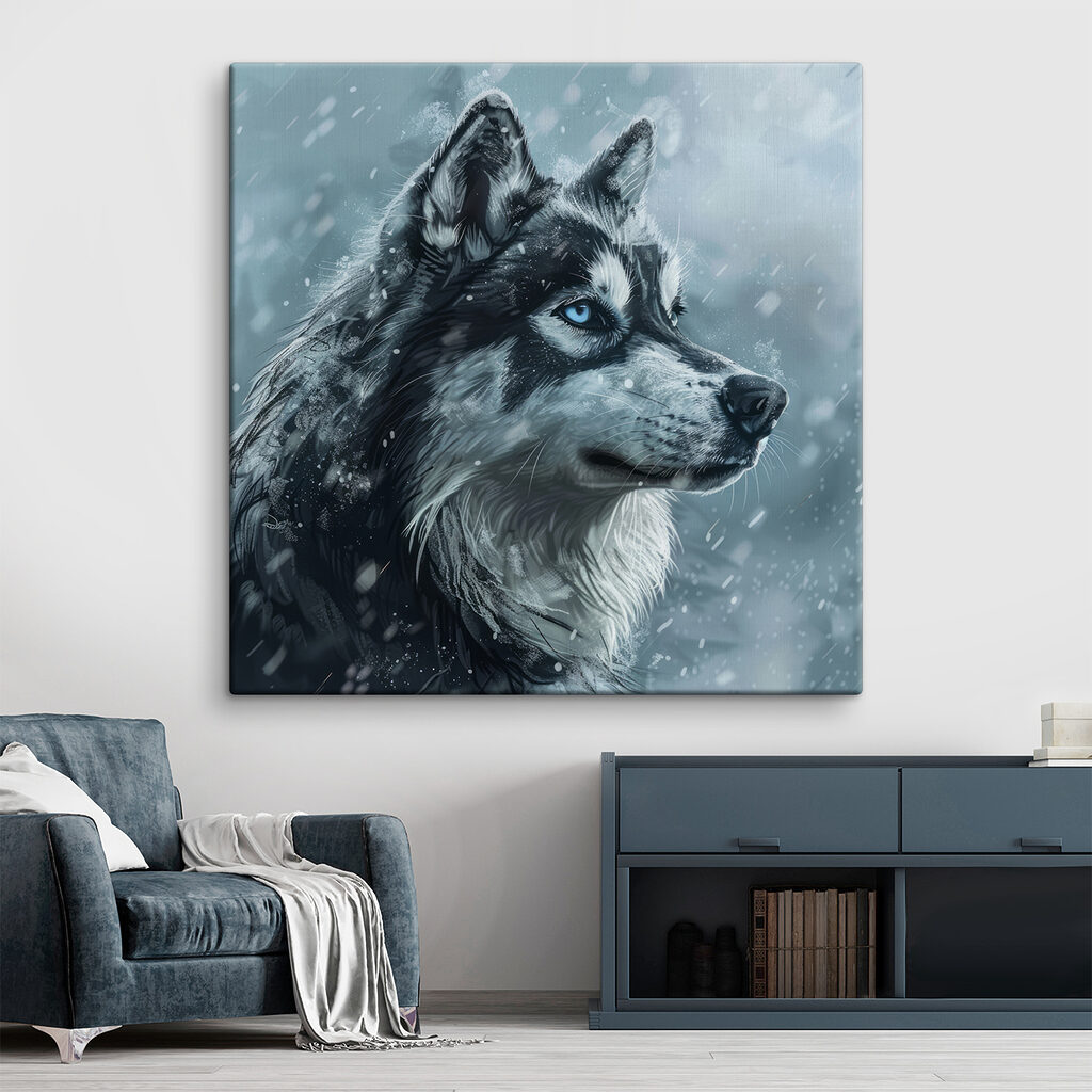 Husky w śniegu — wnętrze 1