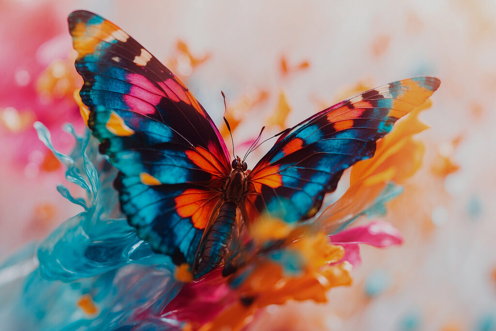 Motyl w pastelowych barwach — cały wzór