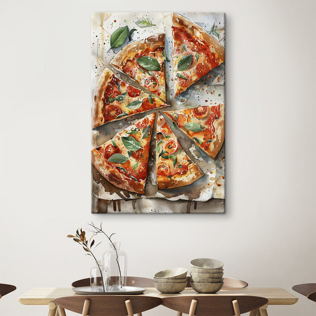 Kawałki pizzy obok bazylii — wnętrze 1