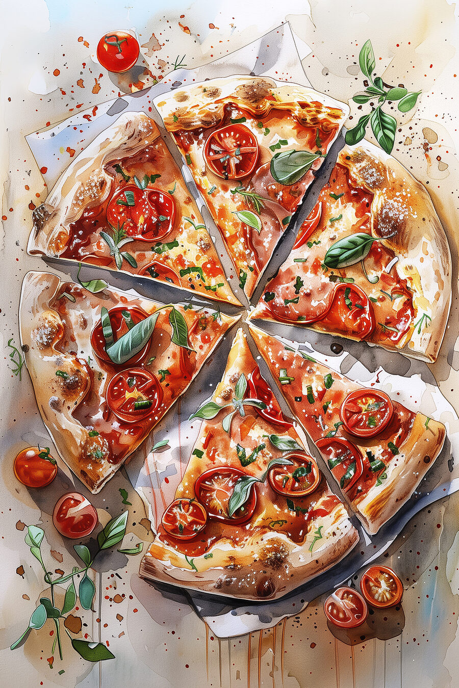 Pizza wśród pomidorków — cały wzór