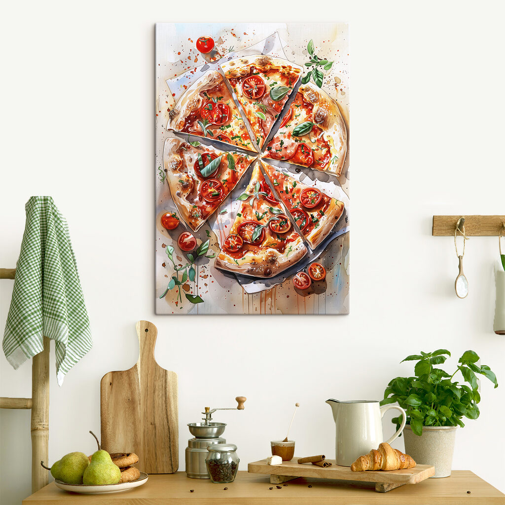 Pizza wśród pomidorków we wnętrzu