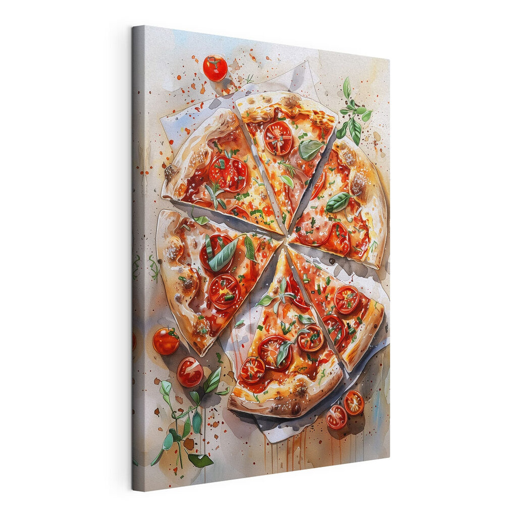 Pizza wśród pomidorków — widok produktu