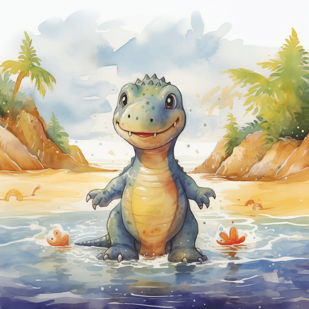 Dinozaur na płytkiej wodzie — cały wzór