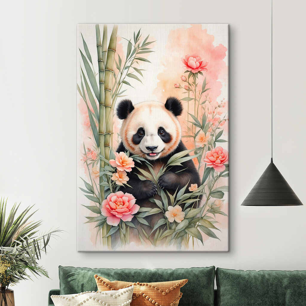 Panda wśród różowych kwiatów — wnętrze 2