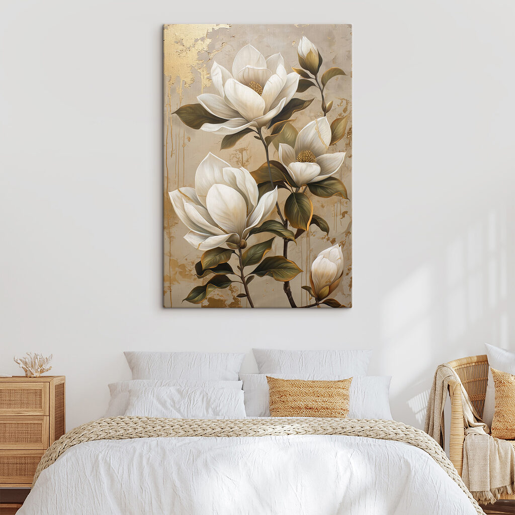 Gałązka magnolii na beżu — wnętrze 1