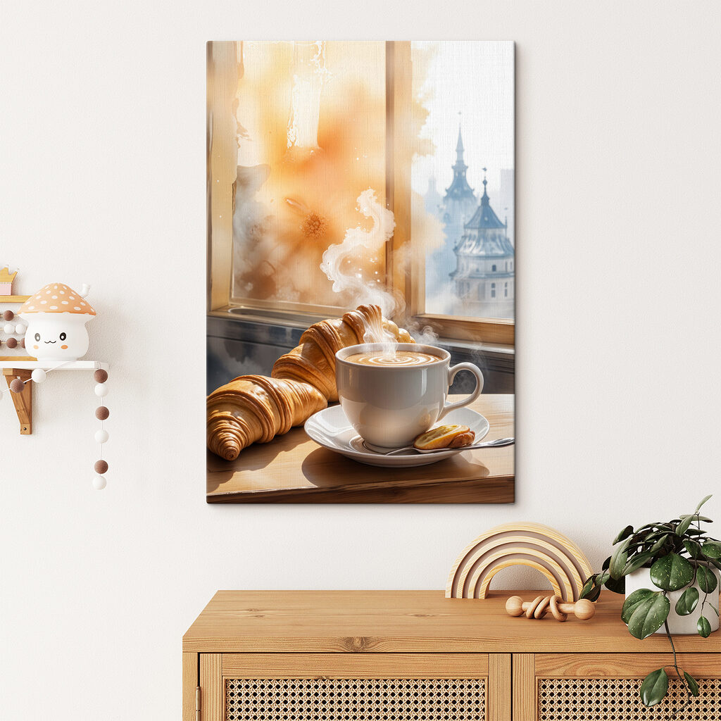 Croissanty przy kawie we wnętrzu