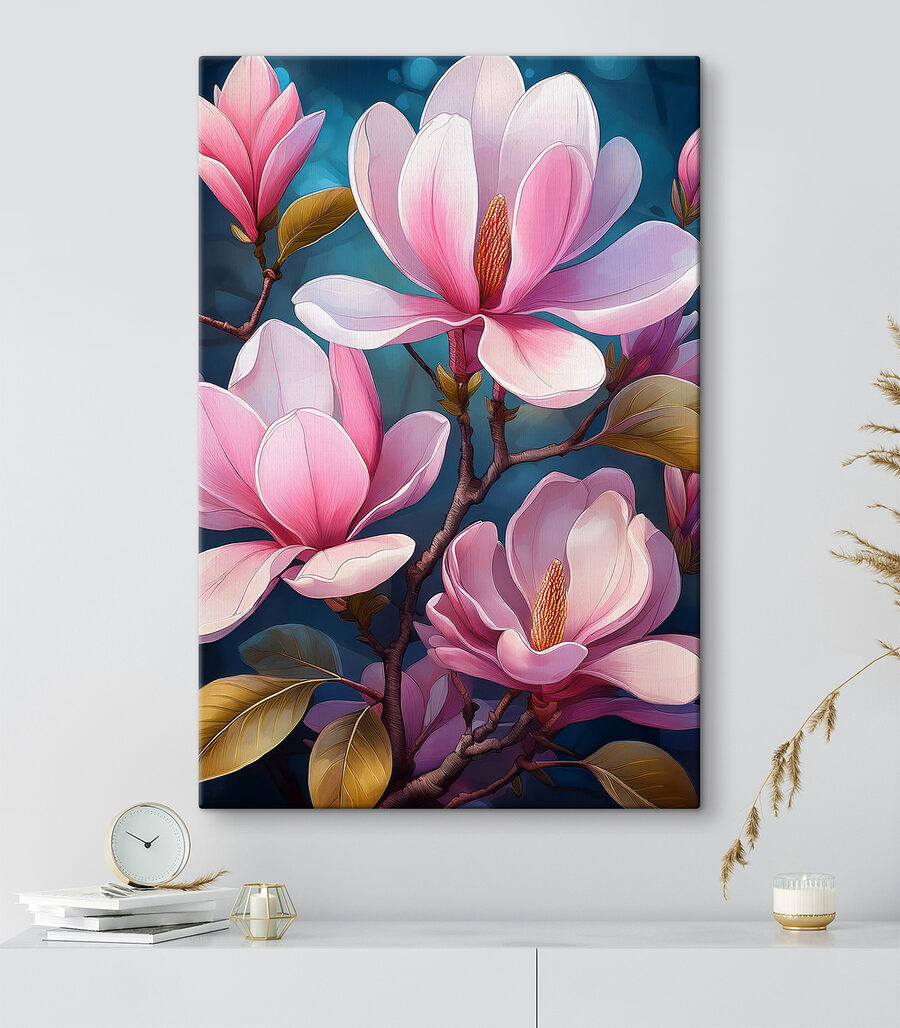 Różowa magnolia na granacie — wnętrze 2