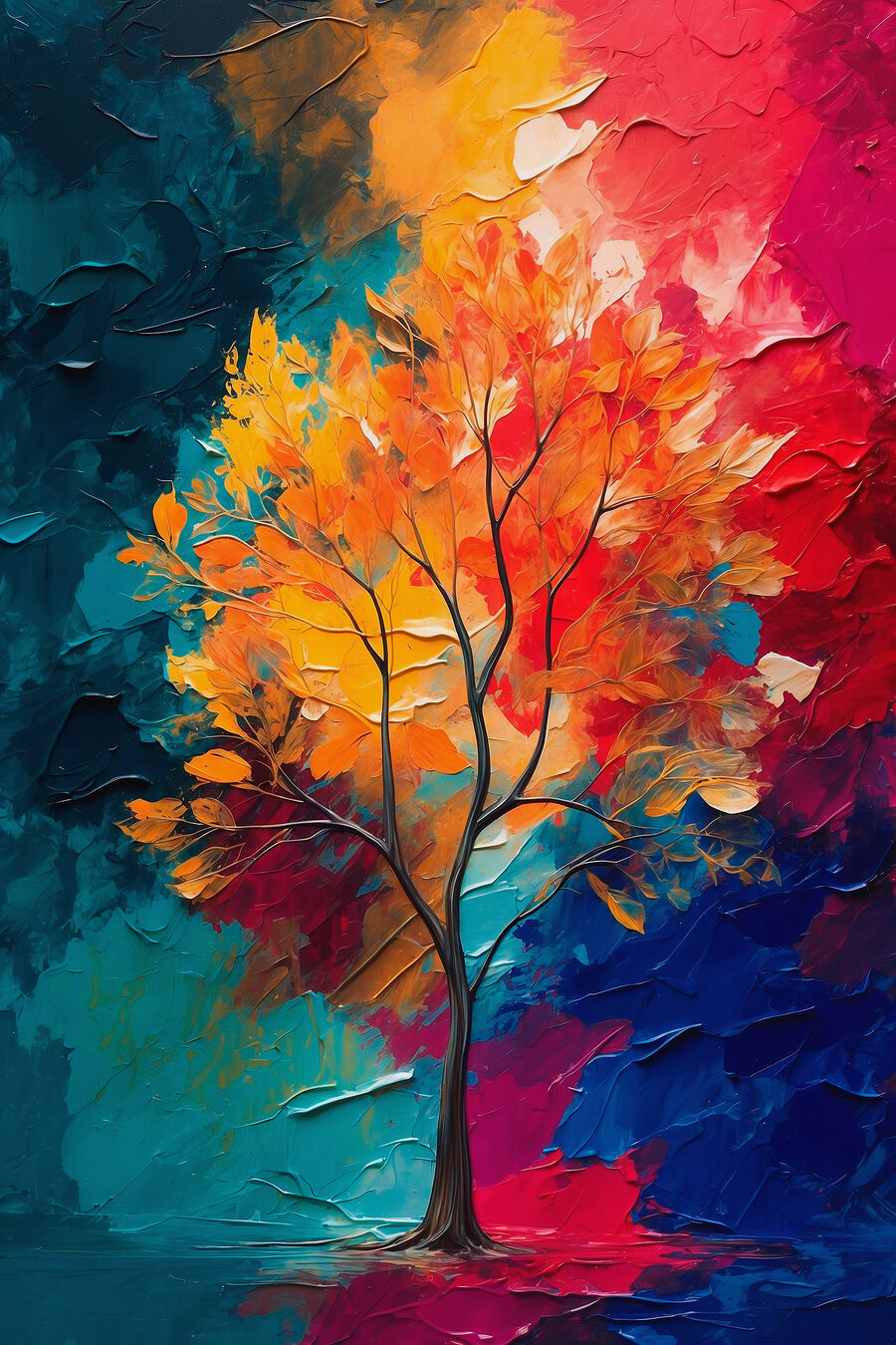 Drzewo wśród barw — cały wzór