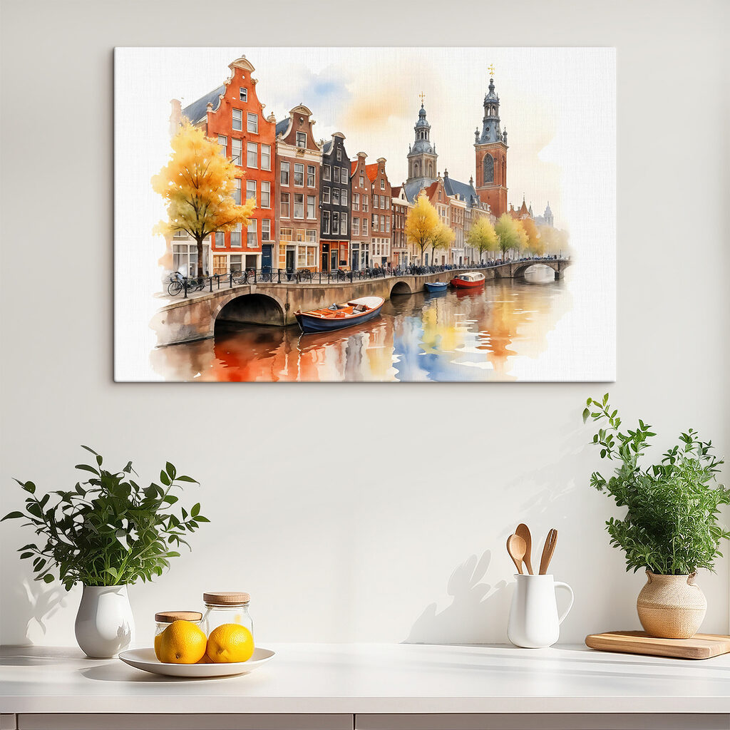 Amsterdam w złotej akwareli we wnętrzu