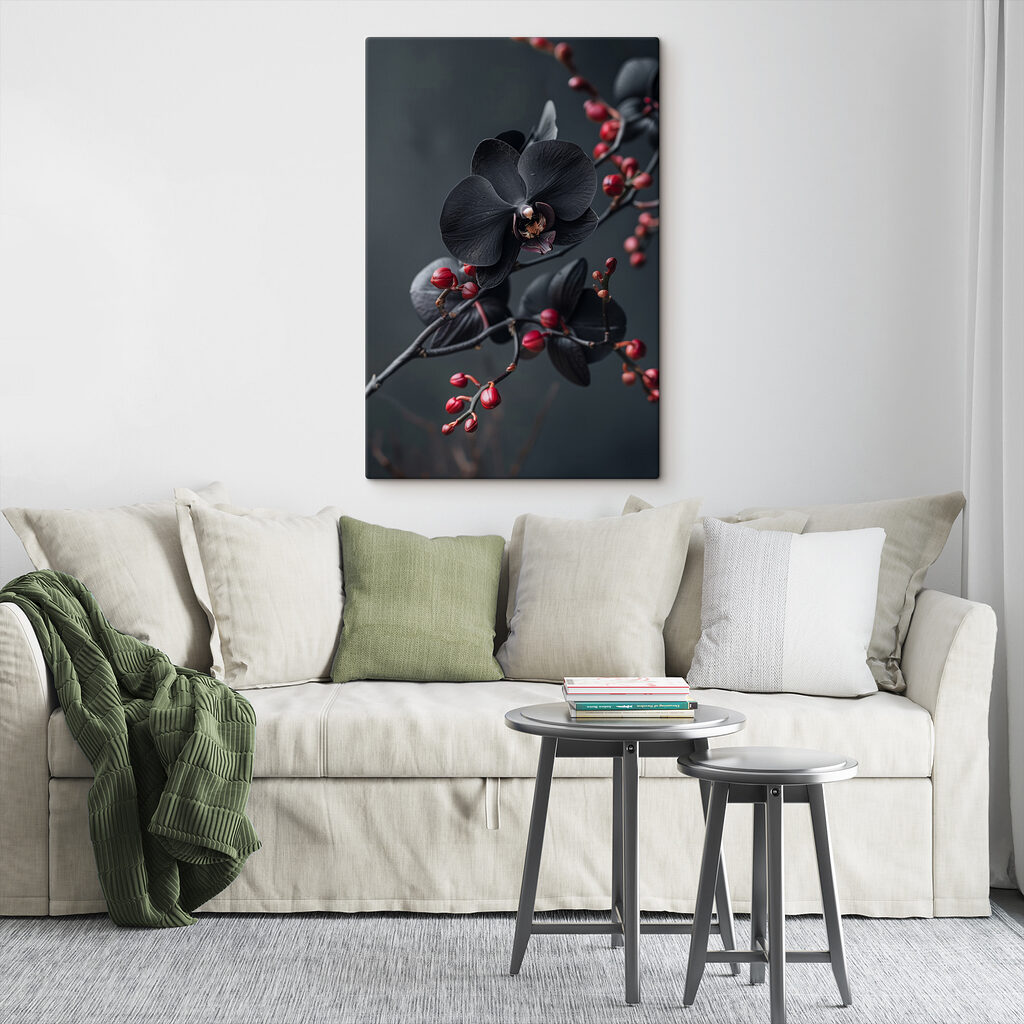Czarne orchidee na gałęzi — wnętrze 3
