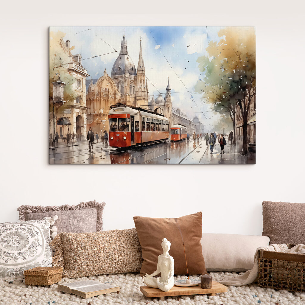 Czerwone tramwaje w deszczu — wnętrze 2