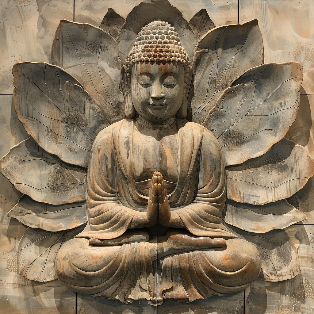 Budda wśród lotosowych liści — cały wzór