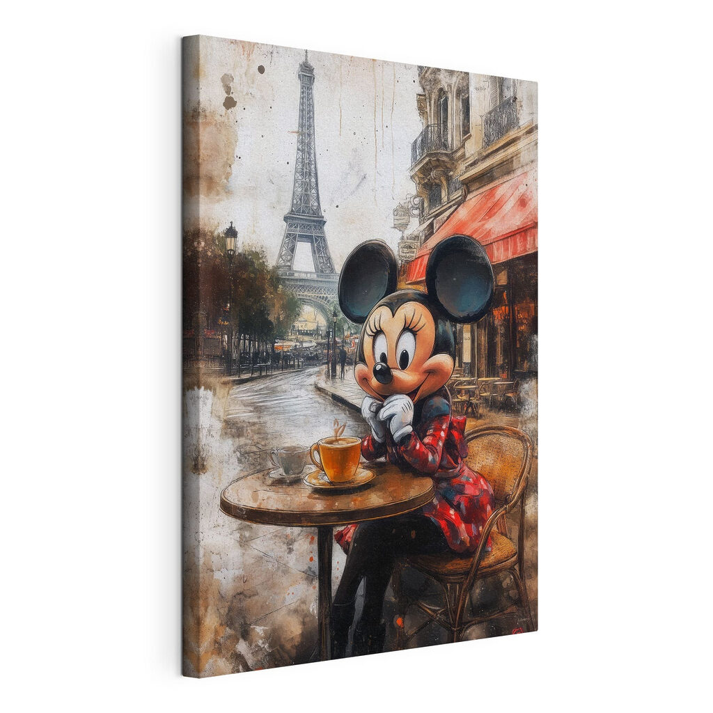 Minnie w Paryżu — naciągnięte płótno i zawinięta krawędź