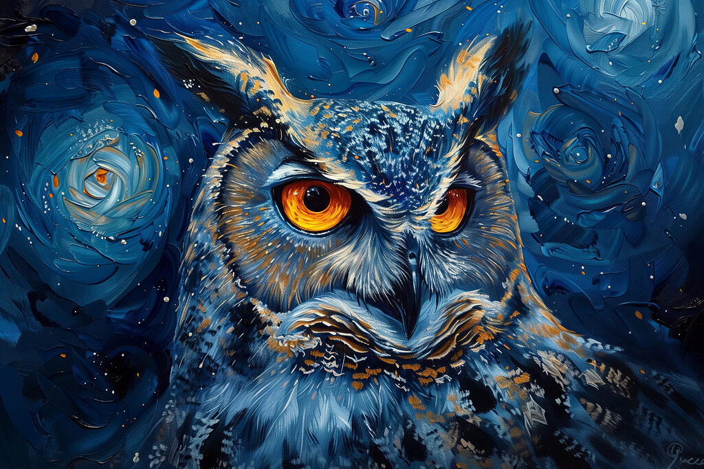 Sowa w gwiezdnym wirze — cały wzór