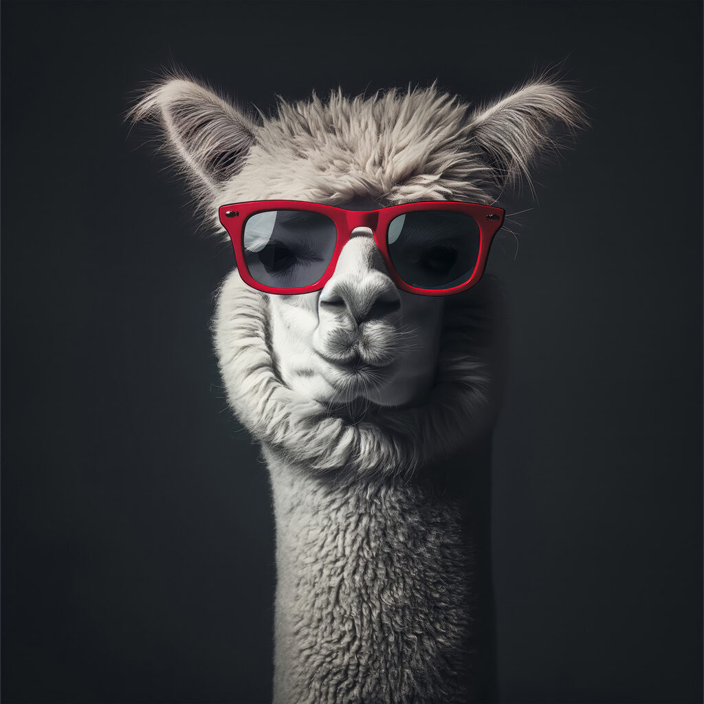 Lama w czerwonych okularach — cały wzór