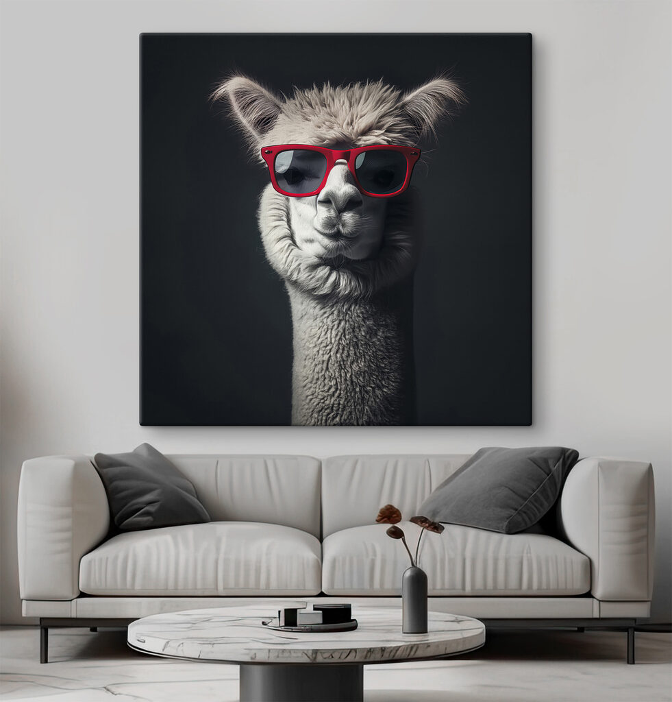Lama w czerwonych okularach — wnętrze 1