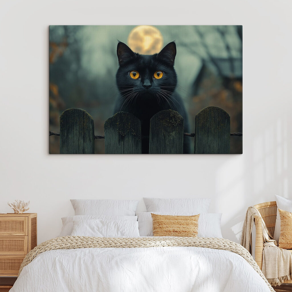 Kot za nocnym płotem we wnętrzu