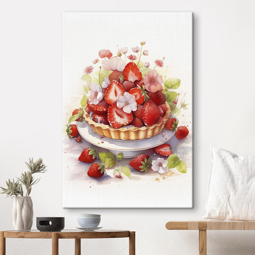 Tarta truskawkowa wśród kwiatów — wnętrze 2