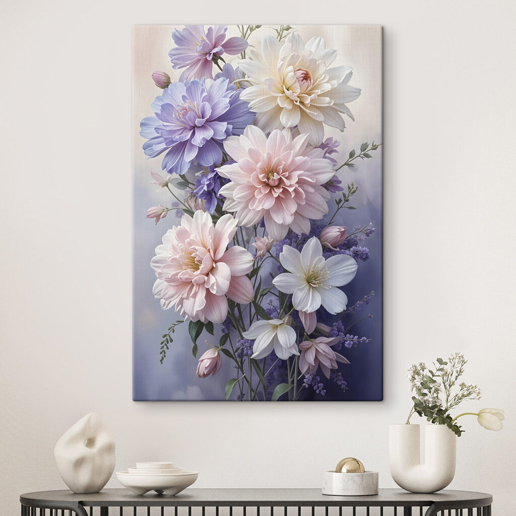 Dalie w bladych pastelach — wnętrze 2