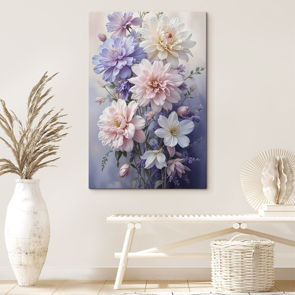 Dalie w bladych pastelach — wnętrze 1