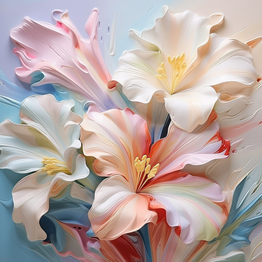 Lilie w pastelowych warstwach — cały wzór