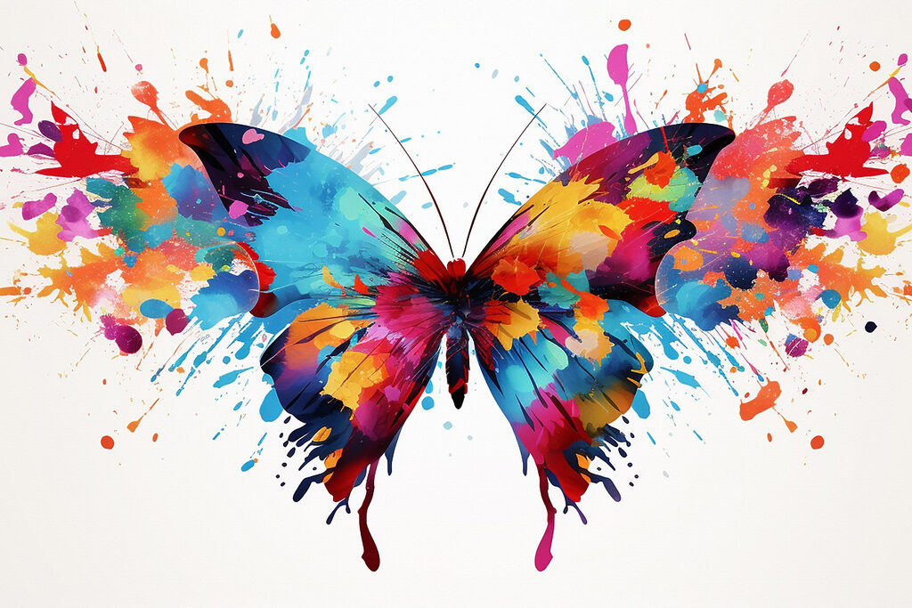Motyl z plam farby — cały wzór
