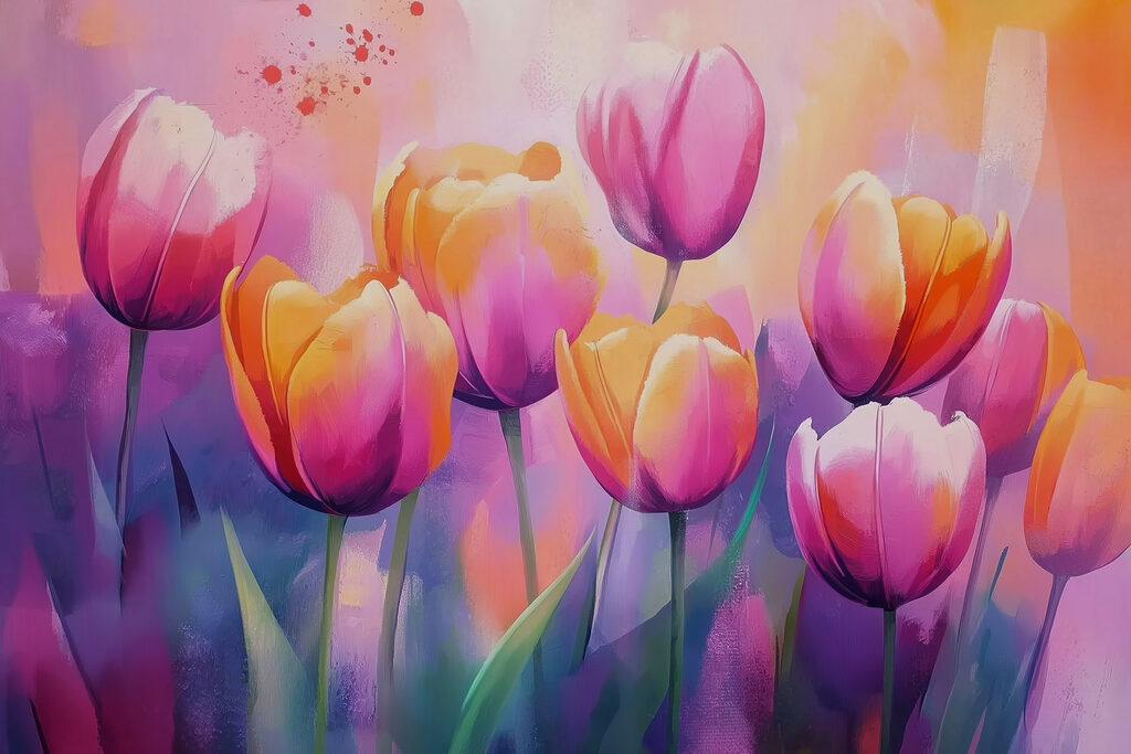Tulipany w różowym blasku — cały wzór