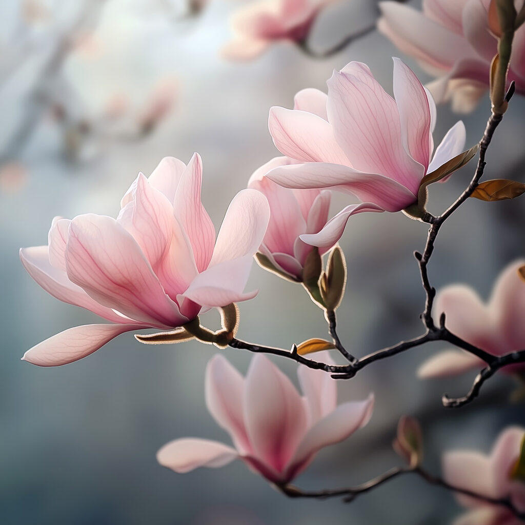 Magnolie w różowym blasku — cały wzór