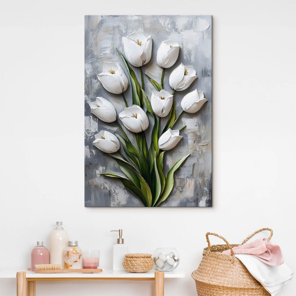 Białe tulipany w farbie — wnętrze 1