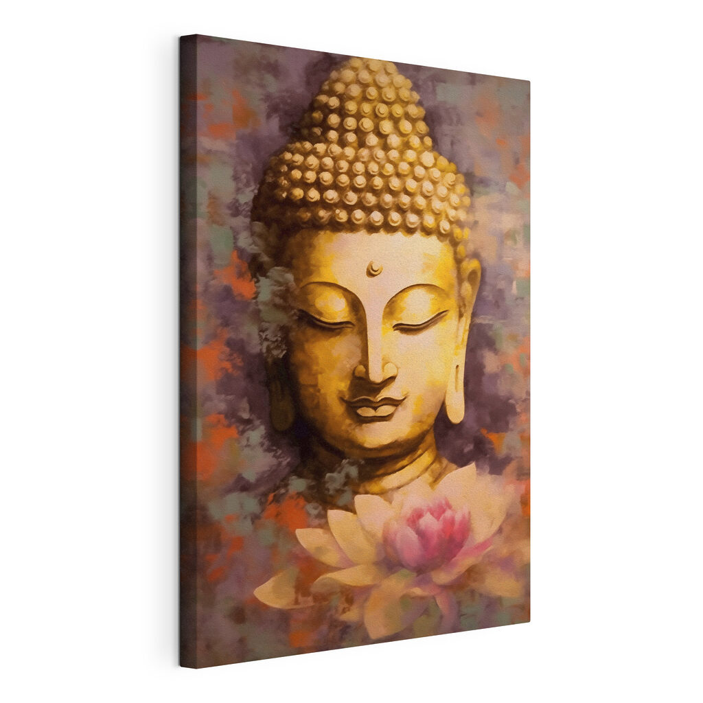 Budda nad różowym lotosem — naciągnięte płótno i zawinięta krawędź