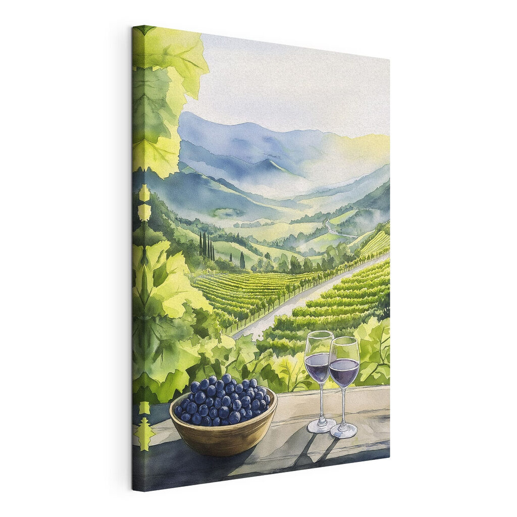 Wino nad zielonymi winnicami — widok produktu
