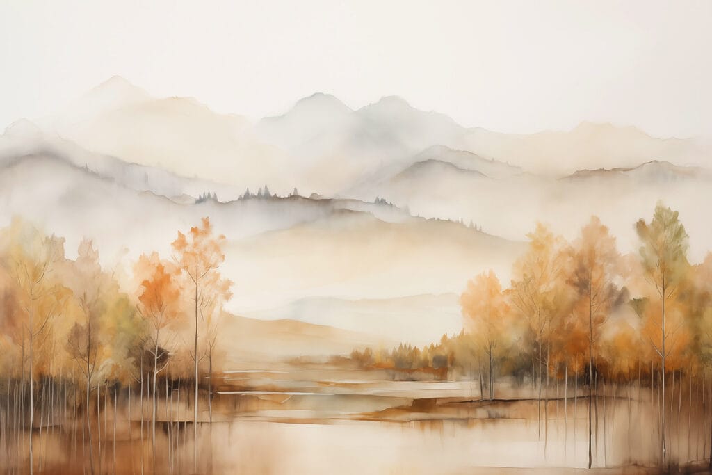 Złoty brzeg pod mgłą — cały wzór