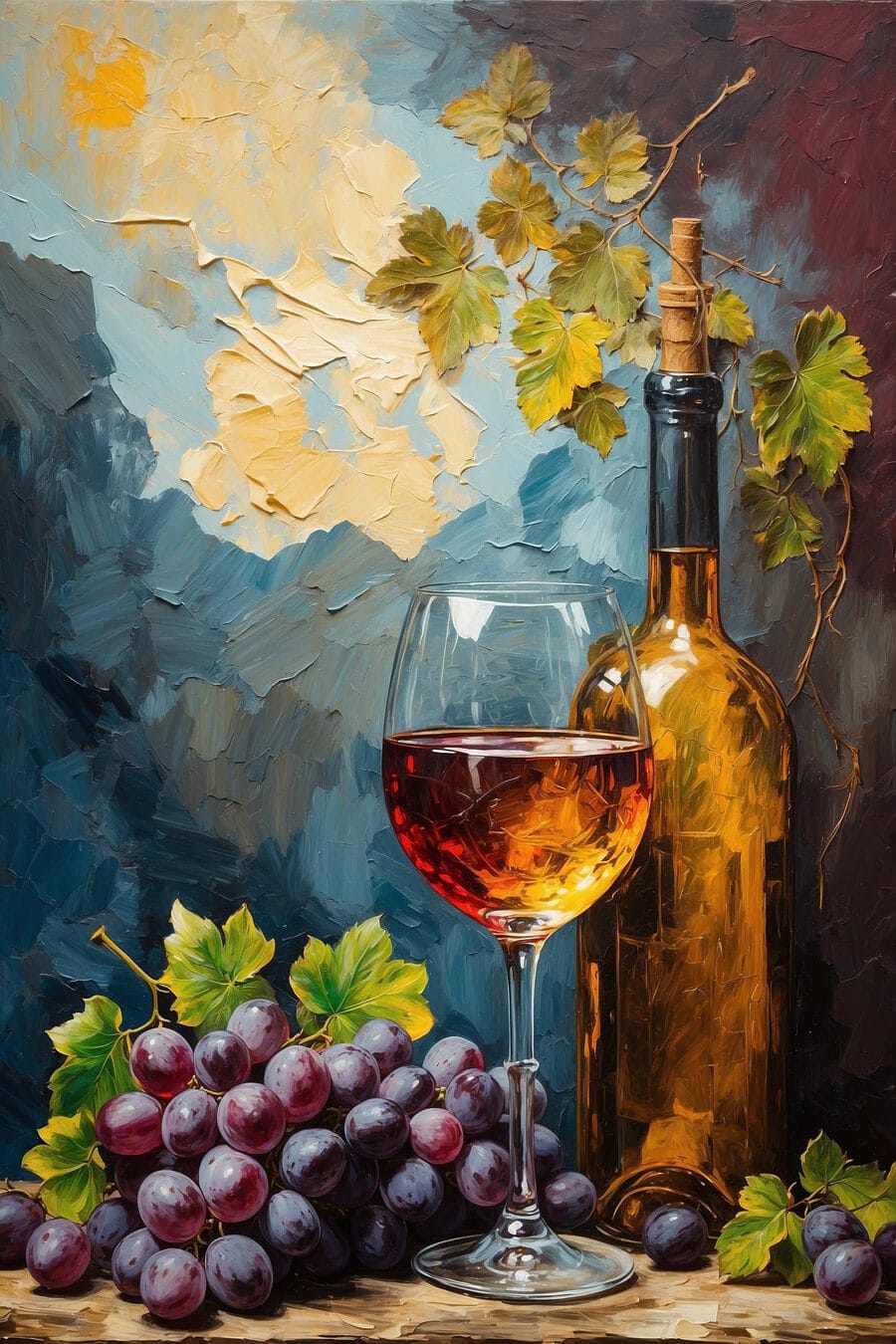 Wino i fioletowe winogrona — cały wzór