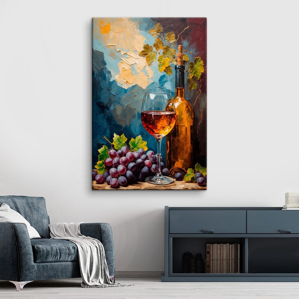Wino i fioletowe winogrona — wnętrze 3