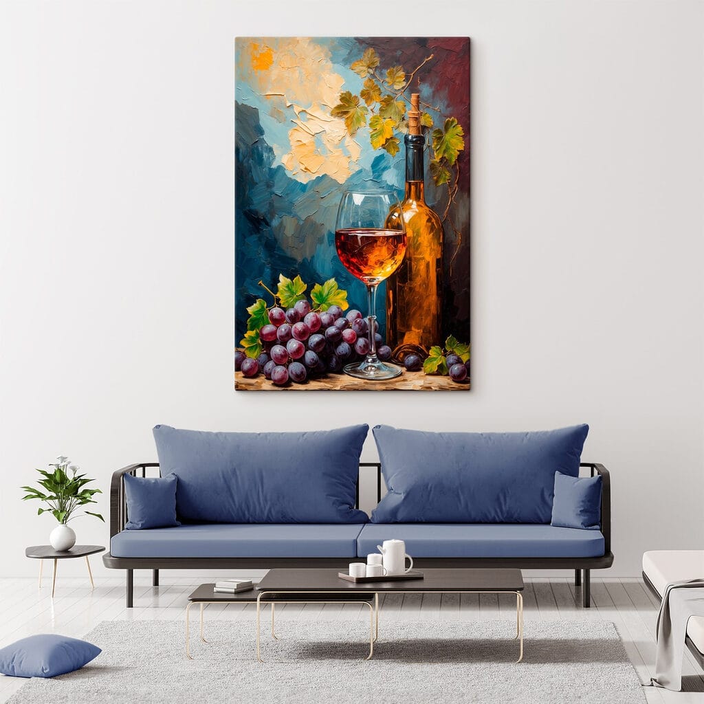 Wino i fioletowe winogrona — wnętrze 2